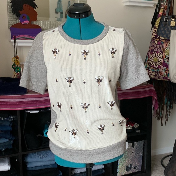 J. Crew Tops - Bejeweled short sleeve sweatshirt